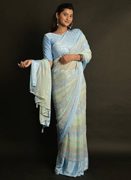 Blue Colour Ashima Krishna Vol 5 New Latest Heavy Georgette Saree Collection 5605